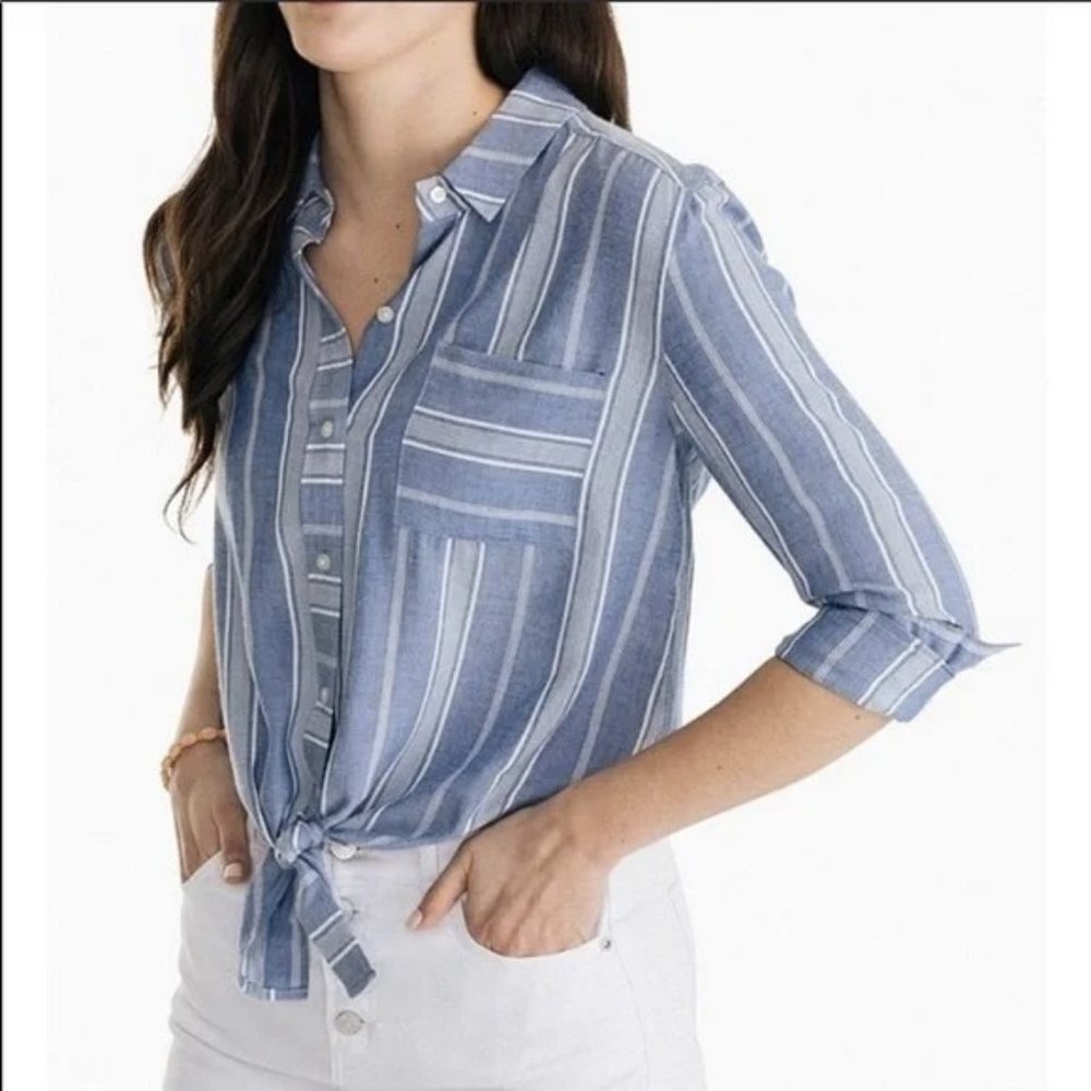 Southern Tide Madelyn Tie Front Button Down Top